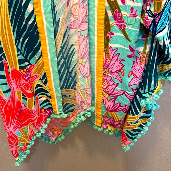 Trina Turk Terra Nostra Tassle Swim Coverup Kimono- One Size🌴🌺Beautiful! - Picture 4 of 8